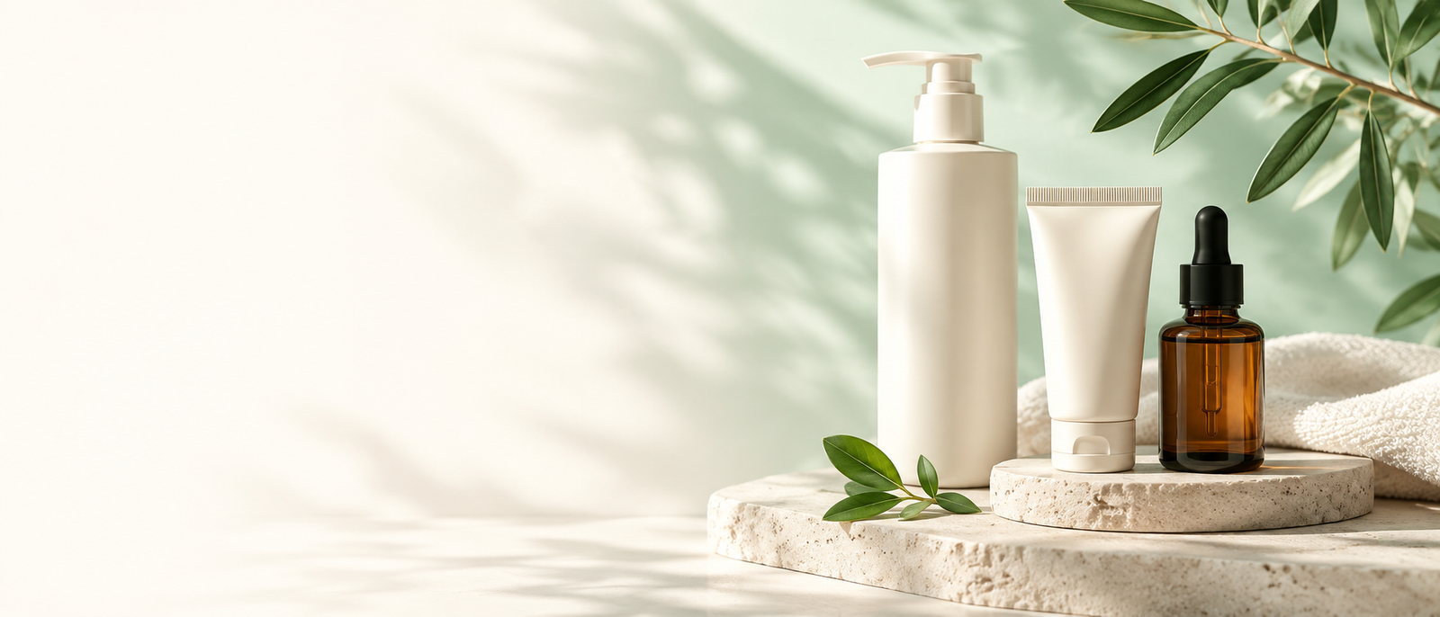 Soins sur une pierre naturelle entourés de feuillage